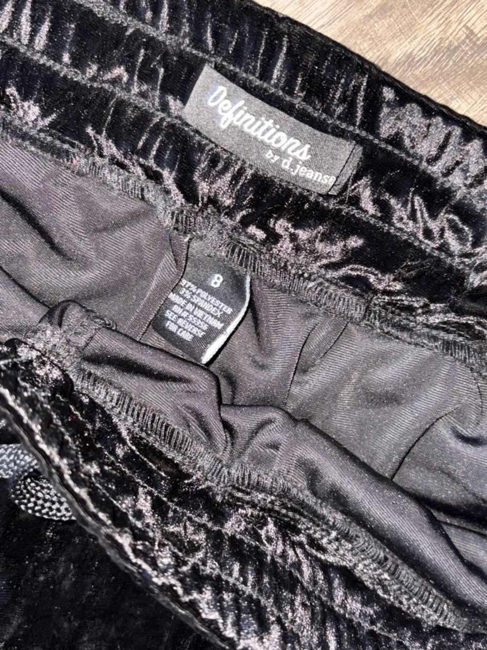 Women's Black Velvet Cargo Jogger Pants - Picture 3 of 3